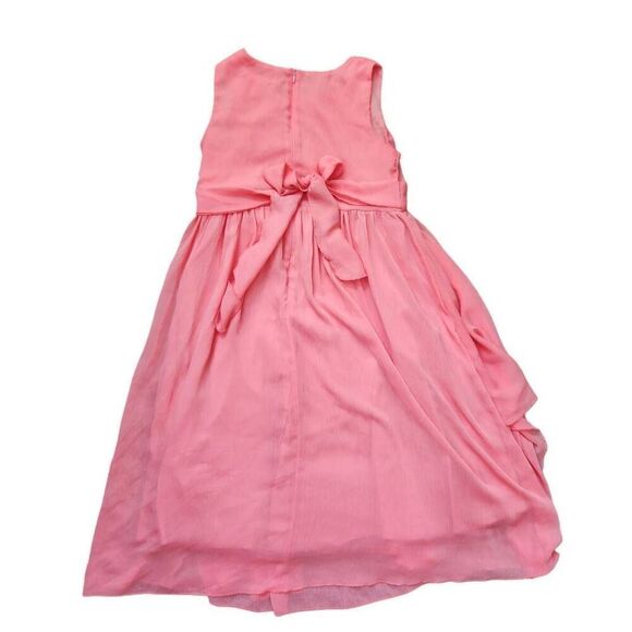 Bow Dream girls youth 14 chiffon diamond rhinestone dress coral peachy pink form - Picture 2 of 7